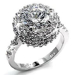 4ct Round Micro Pave Set Cz cubic zirconia cocktail Engagement Wedding Halo Ring